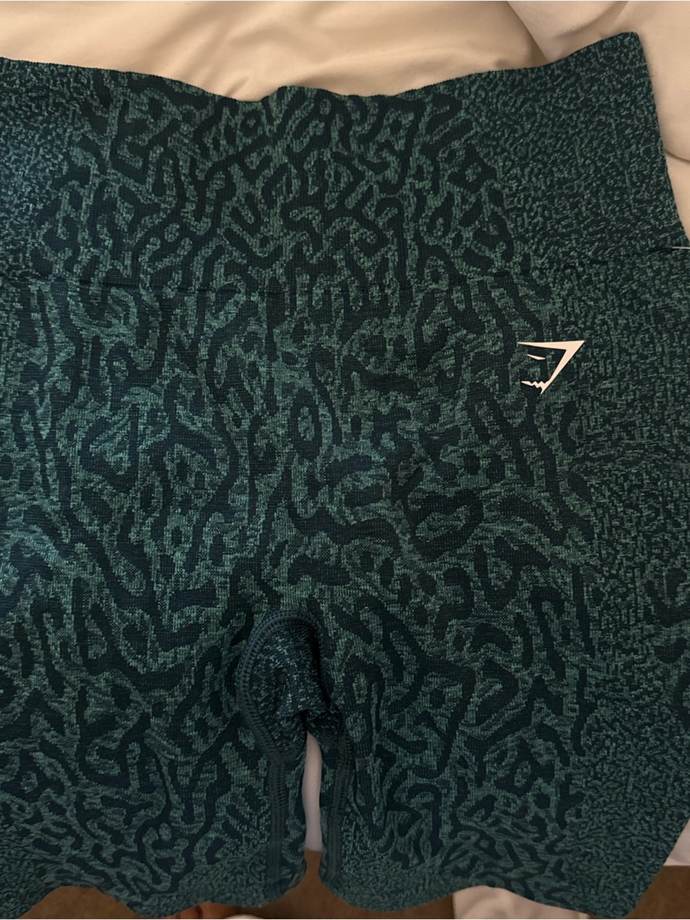 Gymshark Women's Seamless High-Waist Bike Shorts in Teal Pattern